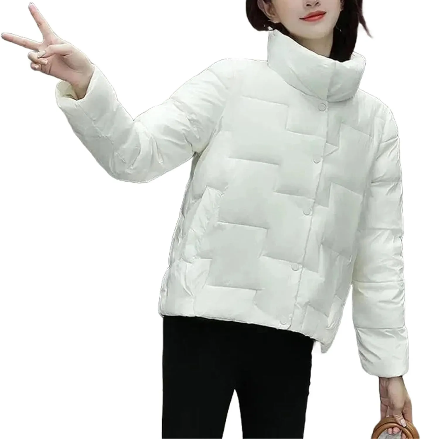 Winter Cotton-Padded Coat Women Short Parkas Stand Collar Coat Ligh Loose Ms Warm Cotton-Padded Jacket Female