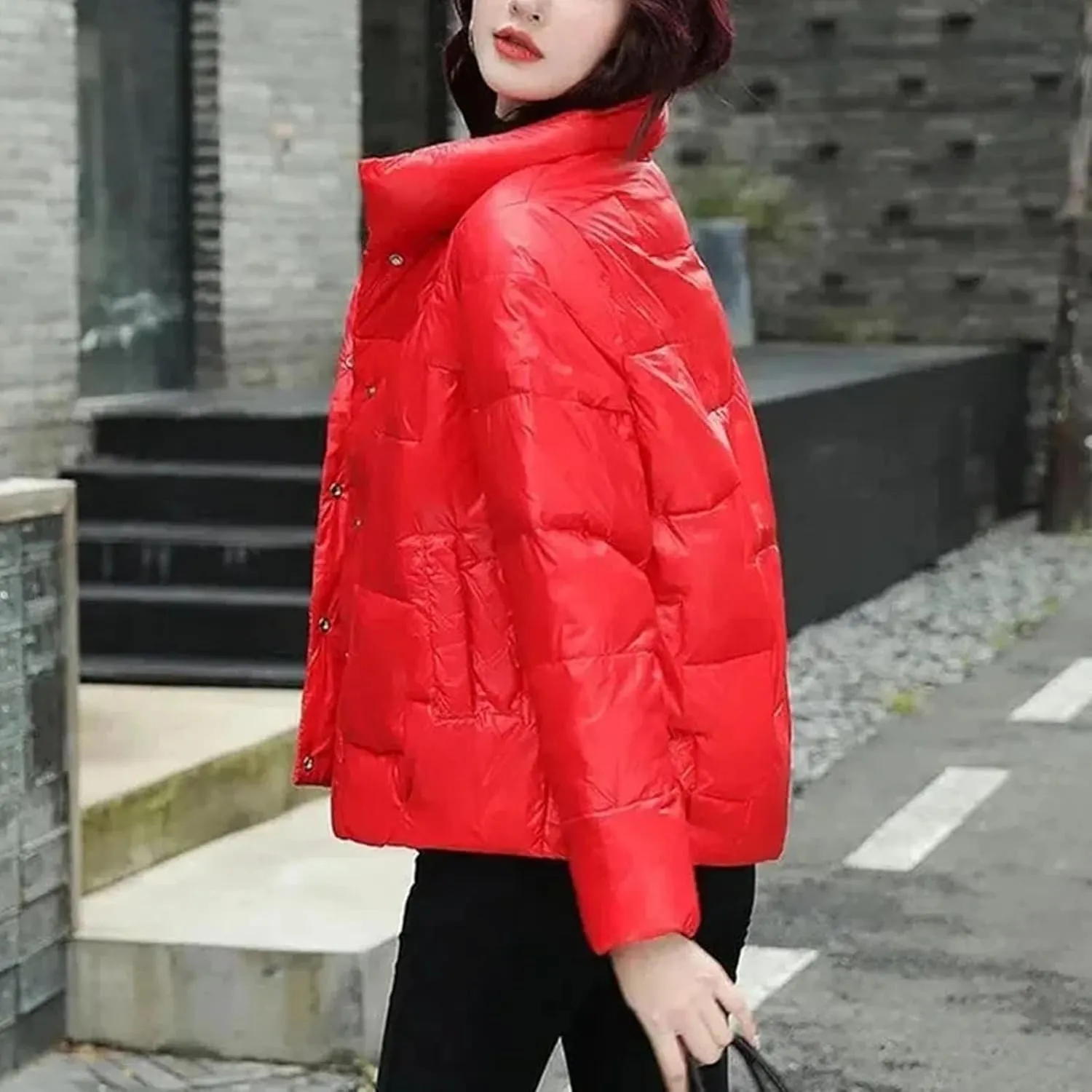 Winter Cotton-Padded Coat Women Short Parkas Stand Collar Coat Ligh Loose Ms Warm Cotton-Padded Jacket Female