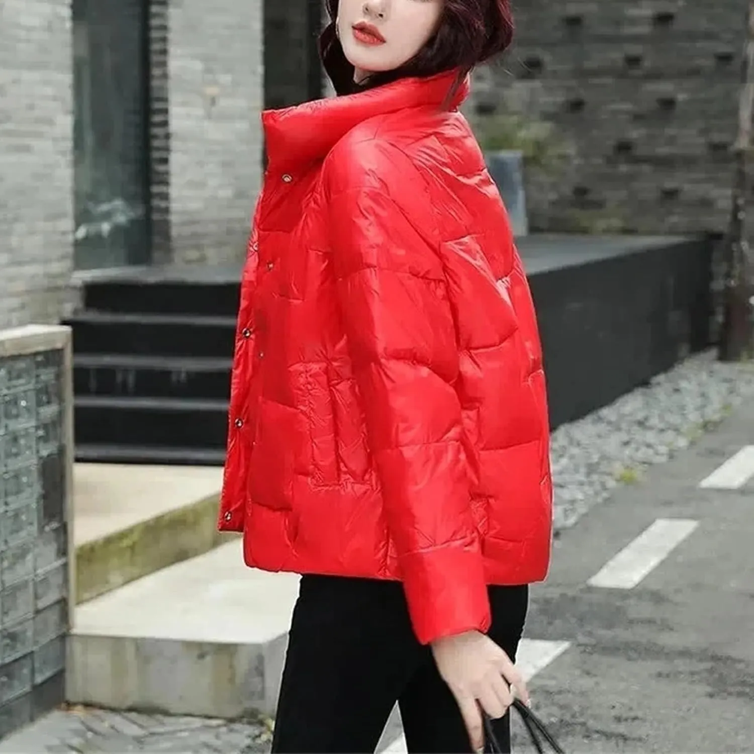 Winter Cotton-Padded Coat Women Short Parkas Stand Collar Coat Ligh Loose Ms Warm Cotton-Padded Jacket Female