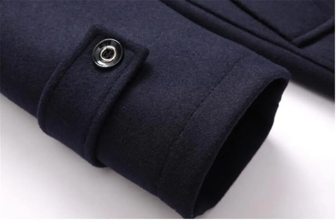 Winter Men'S Wool Coats M-Long Scarf Collar Cotton-Padded Thick Warm Woolen Trench Overcoat