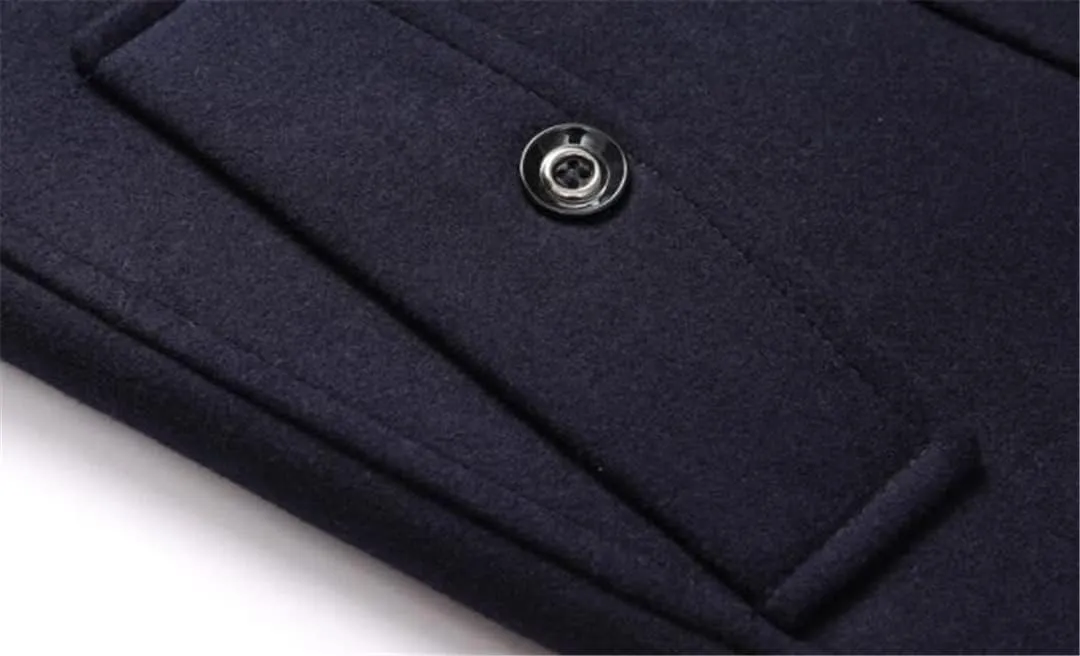 Winter Men'S Wool Coats M-Long Scarf Collar Cotton-Padded Thick Warm Woolen Trench Overcoat