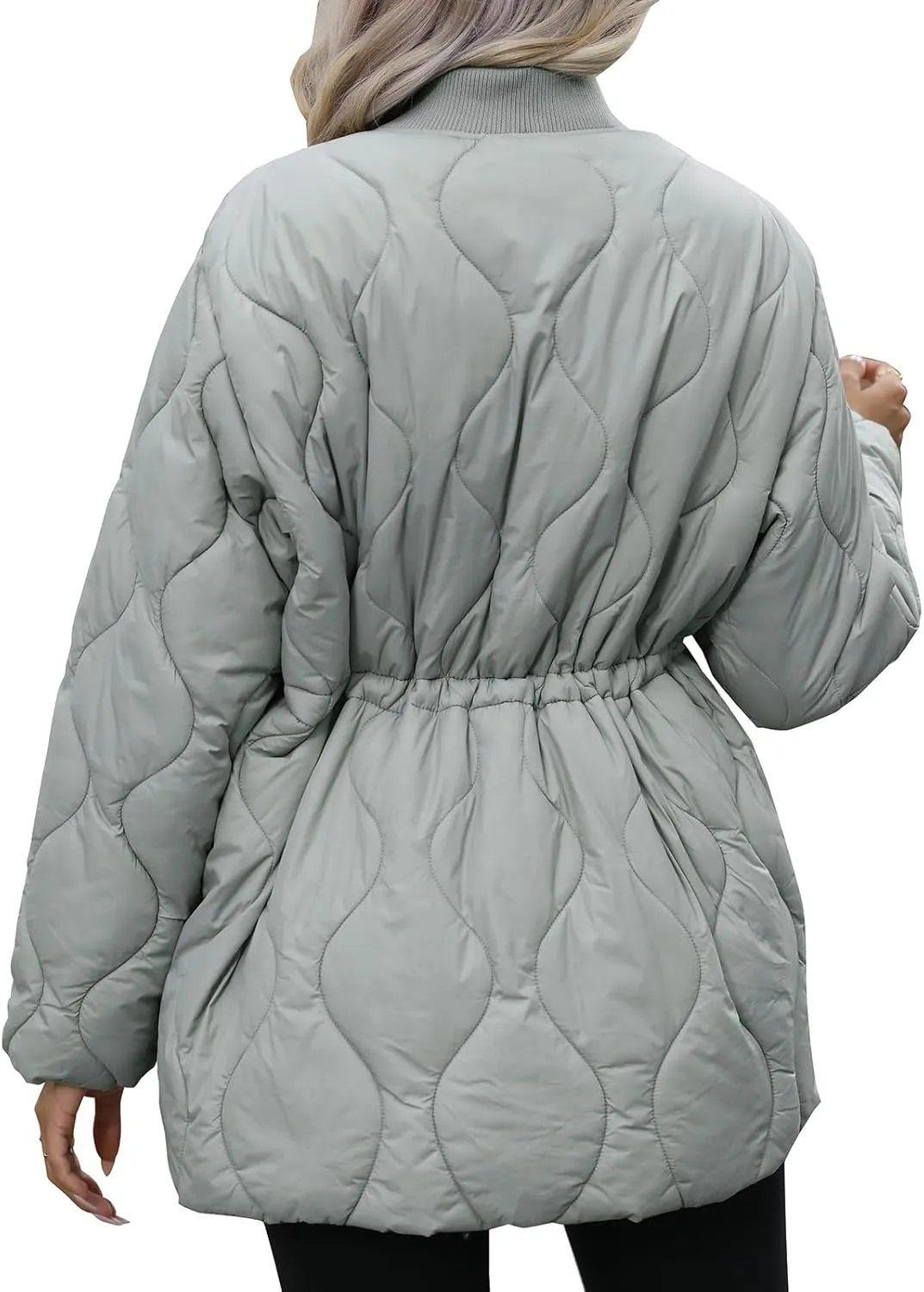 Winter Puffer Jacket Women Quilted Coats Warm Long Sleeves Puffy Jackets Women Down Coat