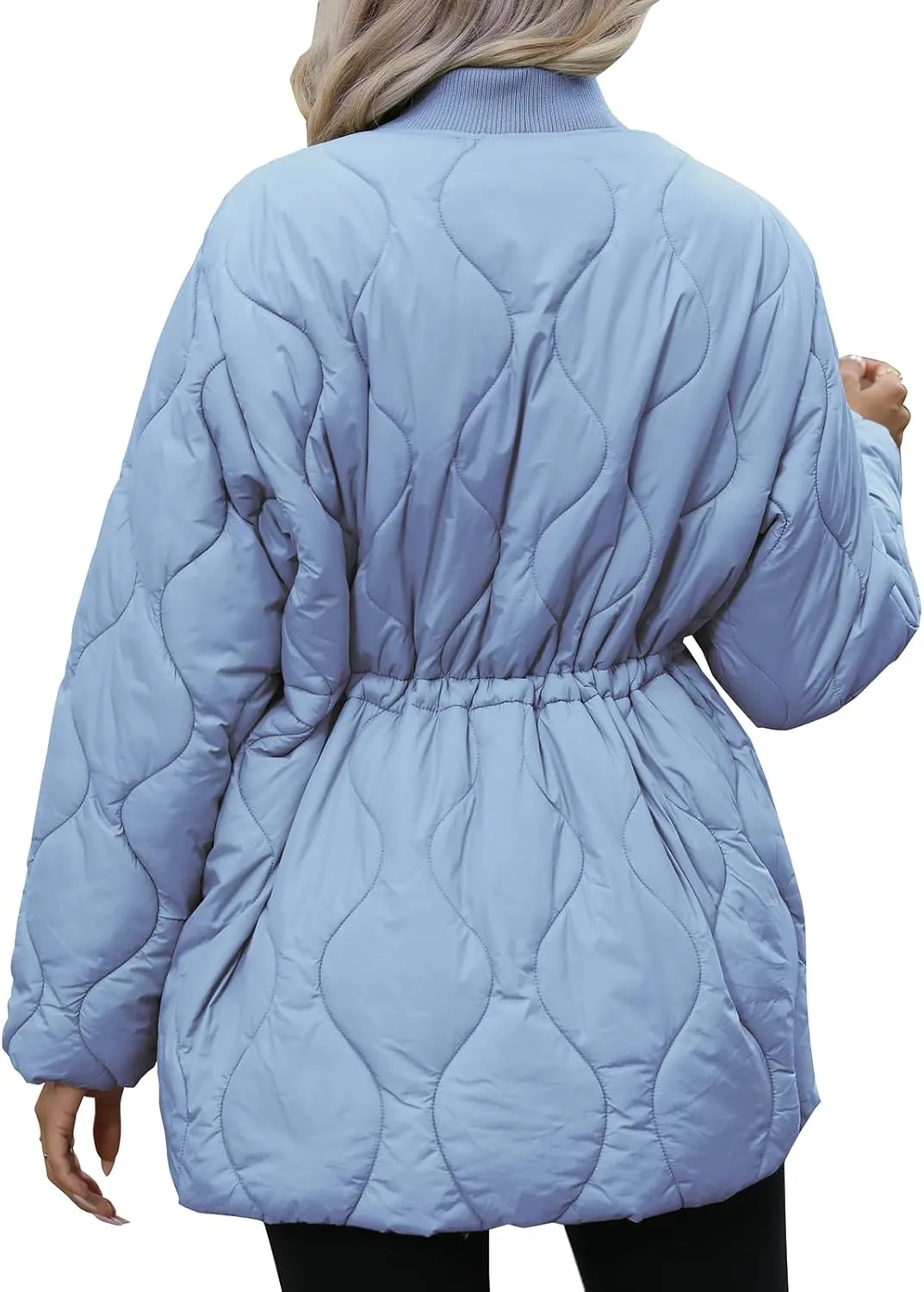 Winter Puffer Jacket Women Quilted Coats Warm Long Sleeves Puffy Jackets Women Down Coat