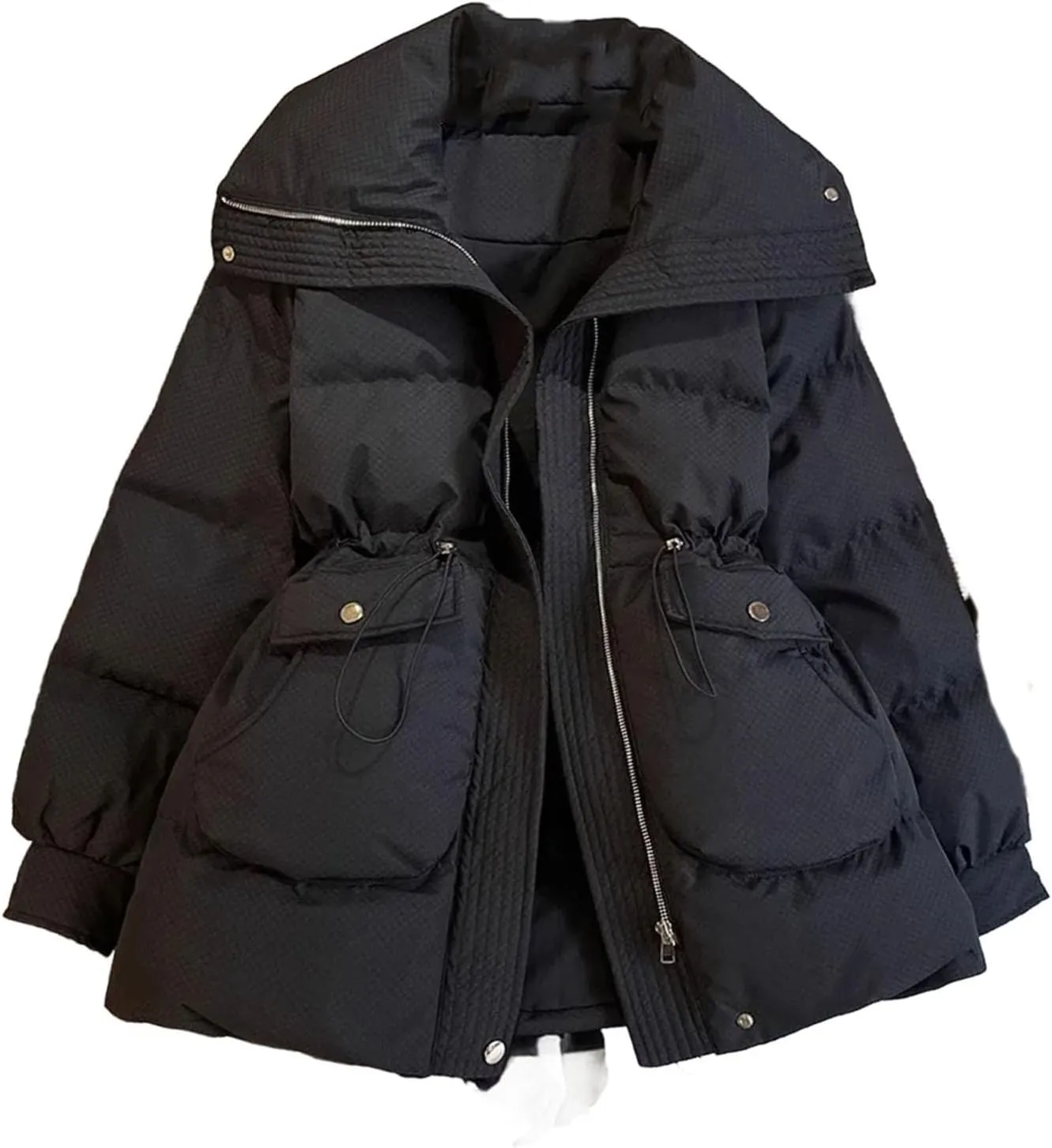 Winter Short Stand Collar Thicken Bread Jacket Puffer Ottwear Women's Jacket Drawstring Cotton-padded Clothes Down Coat