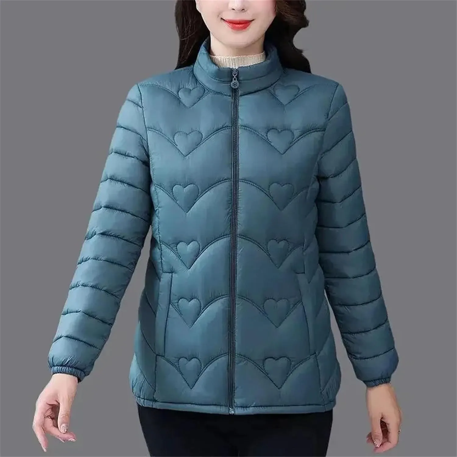 Winter Short Standing Collar Cotton-padded Jacket Loose Lightweight Warm Parkas Casual Pockets Cotton Coats Women's