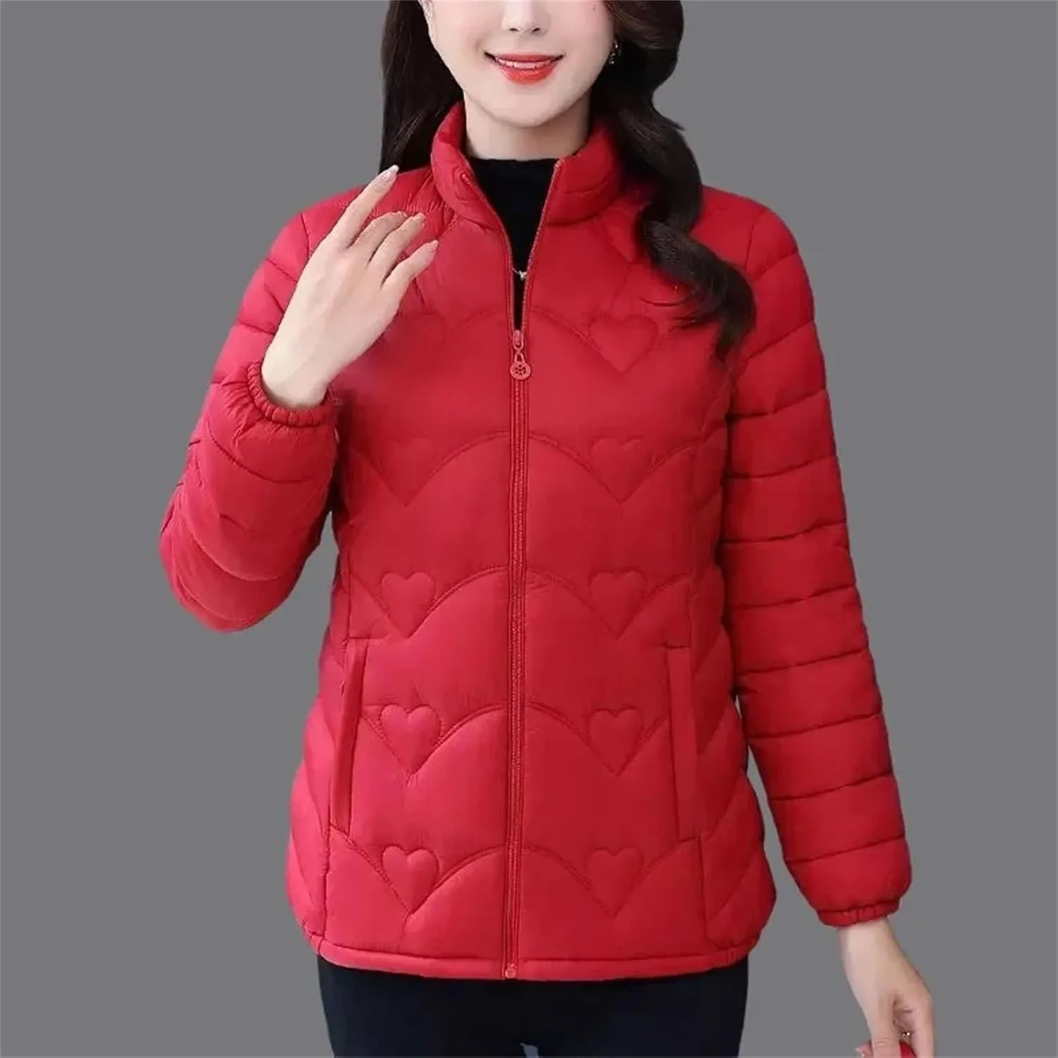 Winter Short Standing Collar Cotton-padded Jacket Loose Lightweight Warm Parkas Casual Pockets Cotton Coats Women's
