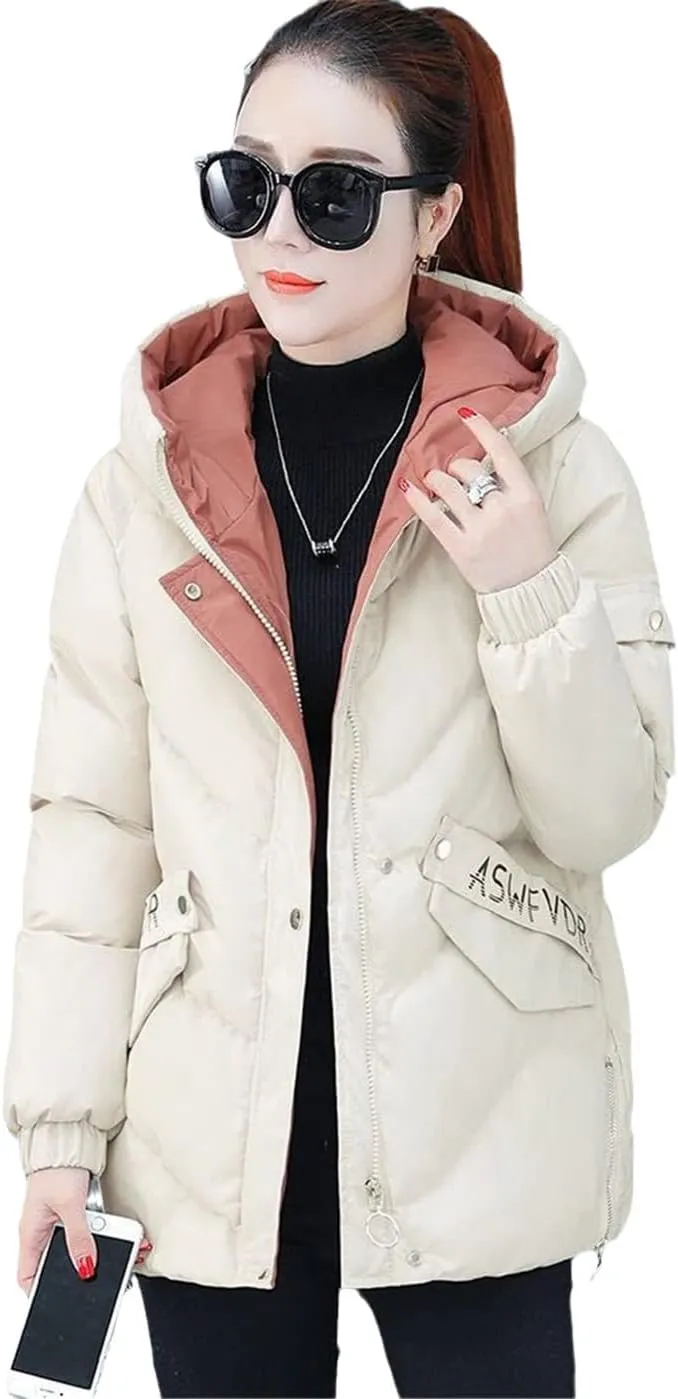 Winter Women Parkas Hooded Warm Thicken Coat Wadded Down Jacket Cotton-Padded Short Parka