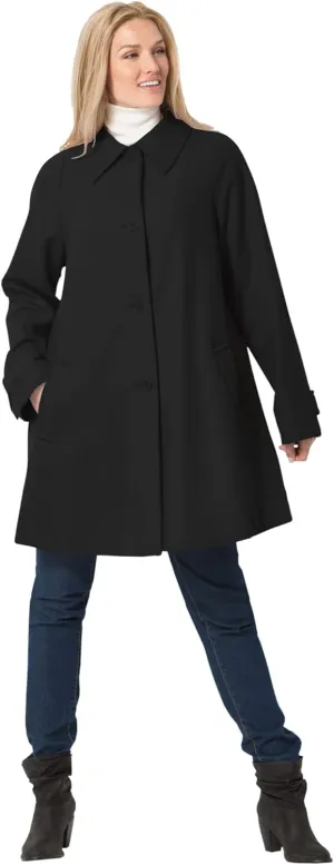 Woman Within Plus Size Wool-Blend Classic A-Line Coat