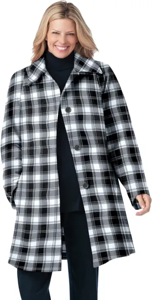 Woman Within Plus Size Wool-Blend Classic A-Line Coat