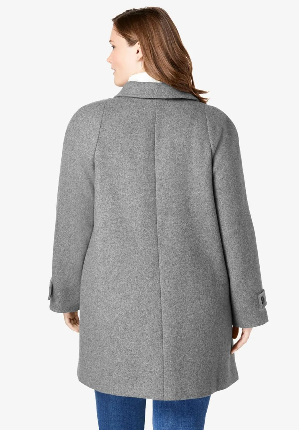 Woman Within Plus Size Wool-Blend Classic A-Line Coat