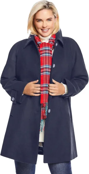 Woman Within Plus Size Wool-Blend Classic A-Line Coat