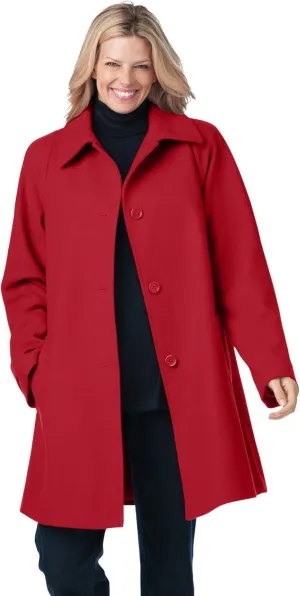 Woman Within Plus Size Wool-Blend Classic A-Line Coat