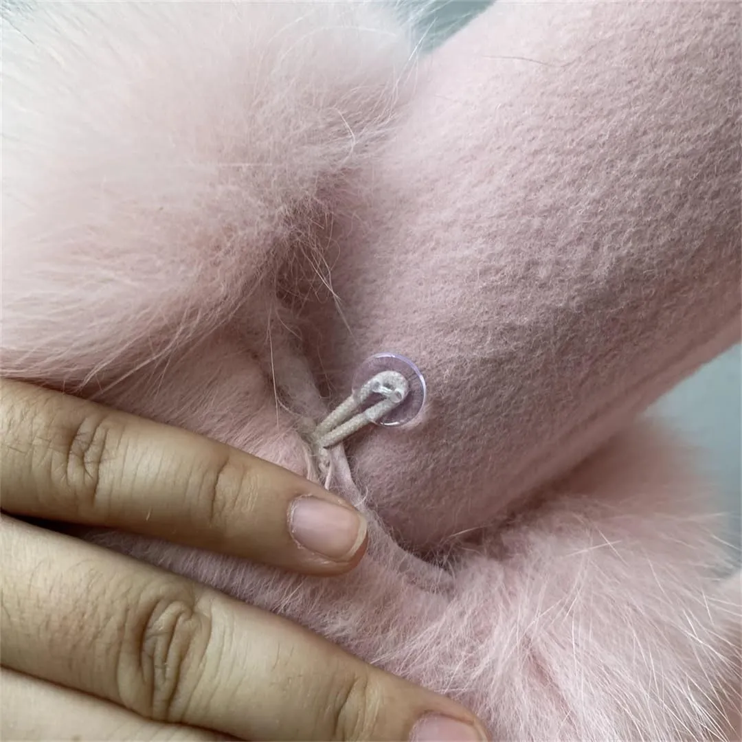 Women Autumn Winter Cashmere Coat Real Collar And Cuff Belt Slim Long Trench Warm Solid Outerwear