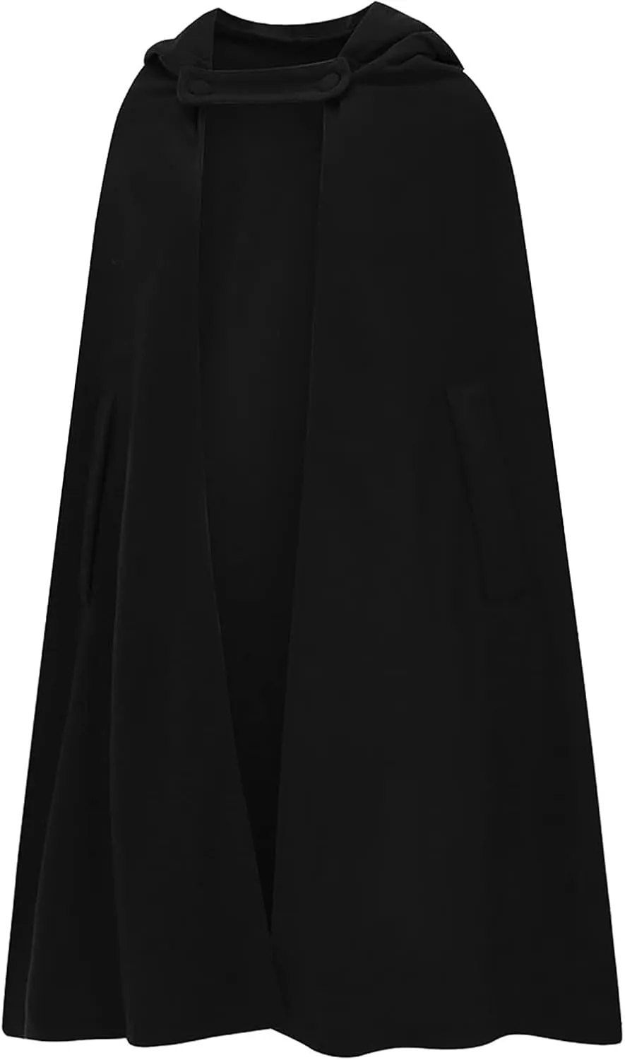 Women Fall Winter Trench Coat Cloak Hooded Long Open Front Cape Coat Poncho Batwing Cardigan Wool Blend Solid Outwear