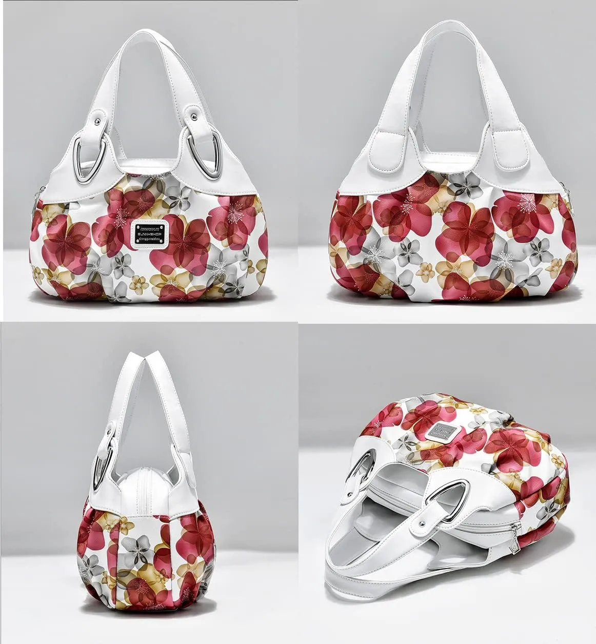 Women Fashion Handbag Flower Pattern Hobo Bag Water Resistant Polyurethane Bags
