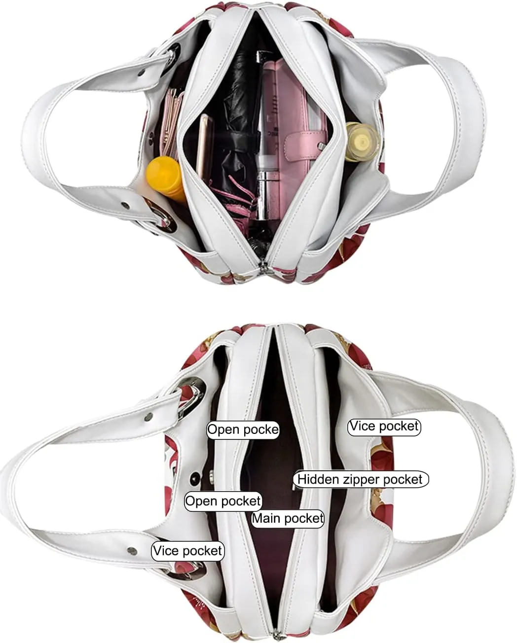 Women Fashion Handbag Flower Pattern Hobo Bag Water Resistant Polyurethane Bags