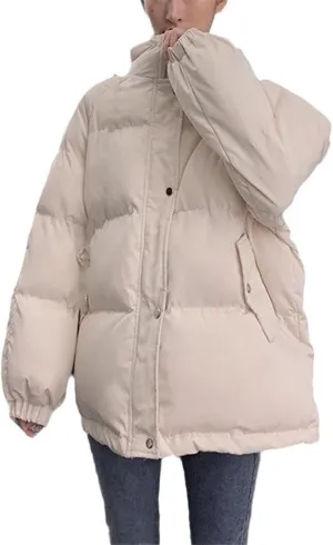 Women Oversize Short Parka Coat Warm Thick Cotton Coat Loose Hooded Padded Winter Jacket