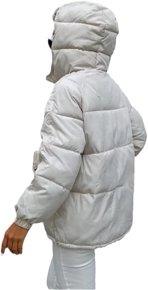 Women Oversize Short Parka Coat Warm Thick Cotton Coat Loose Hooded Padded Winter Jacket