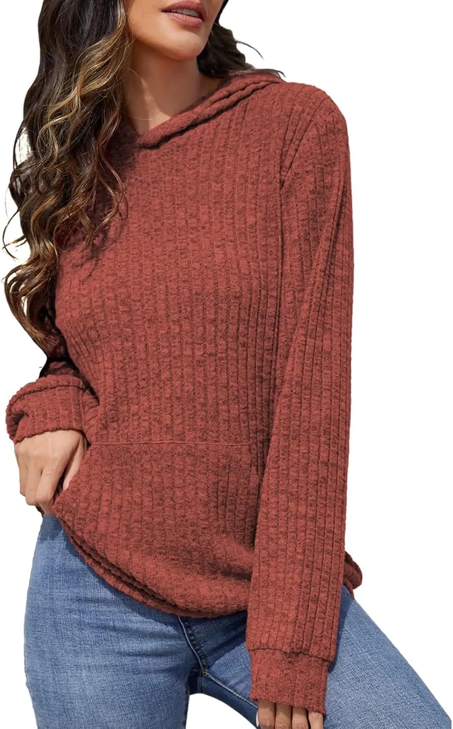 Women Oversized Hoodies Long Sleeve Pullover Sweater With Pockets Lightweight Tunic Tops 2024 Fall Winter Outfits