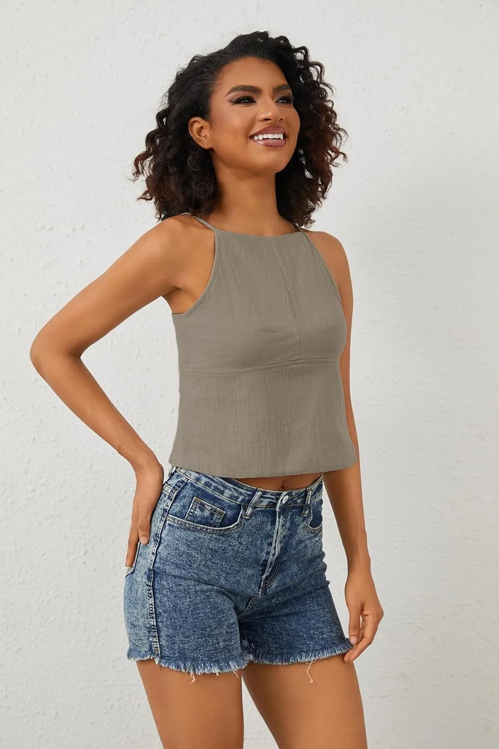Women Sexy Backless Crop Tops Sleeveless Camisole Spaghetti Strap Corset Tank Top Summer Going Out Bustier