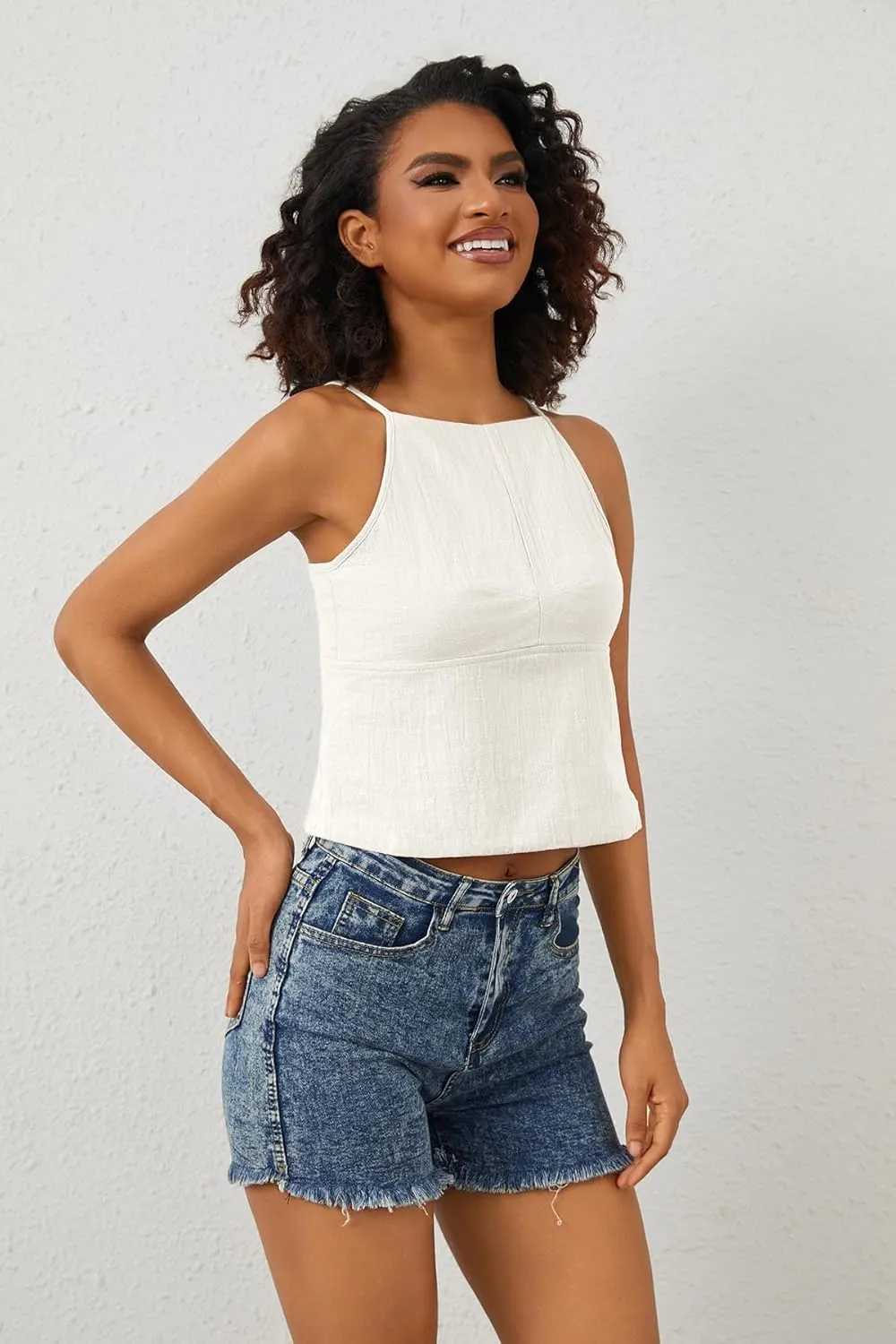 Women Sexy Backless Crop Tops Sleeveless Camisole Spaghetti Strap Corset Tank Top Summer Going Out Bustier