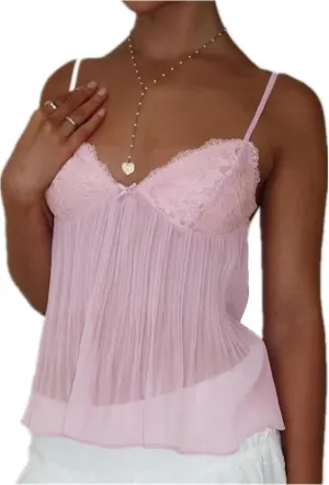 Women Sexy Y2K Camisole Spaghetti Strap V-Neck Ruffle Cami Tank Summer Sleeveless Going Out Tops