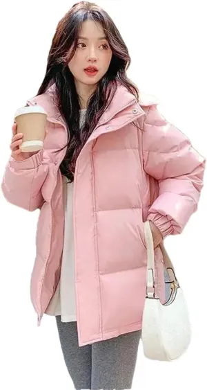Women Style Korean Down Cotton Jacket Hooded Parkas Winter Padded Coat Thick Warm Loose Puffer Wear Outwear