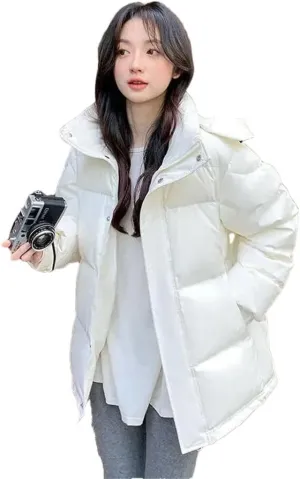Women Style Korean Down Cotton Jacket Hooded Parkas Winter Padded Coat Thick Warm Loose Puffer Wear Outwear