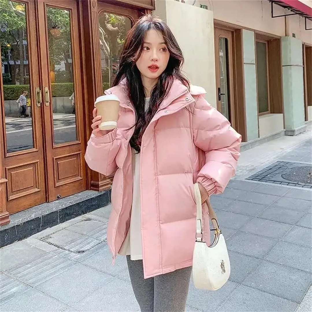 Women Style Korean Down Cotton Jacket Hooded Parkas Winter Padded Coat Thick Warm Loose Puffer Wear Outwear