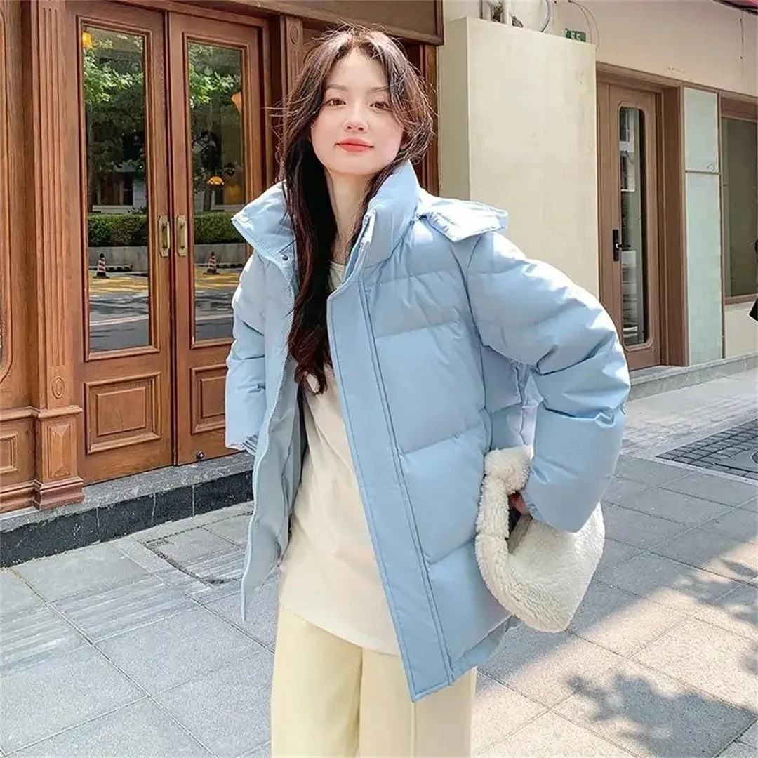 Women Style Korean Down Cotton Jacket Hooded Parkas Winter Padded Coat Thick Warm Loose Puffer Wear Outwear