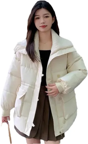 Women Winter Coat Parkas Snow Wear Coat Warm Cotton Padded Jackets Loose Puffer Parka Outerwear
