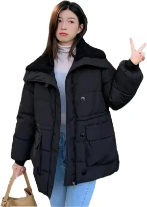 Women Winter Coat Parkas Snow Wear Coat Warm Cotton Padded Jackets Loose Puffer Parka Outerwear