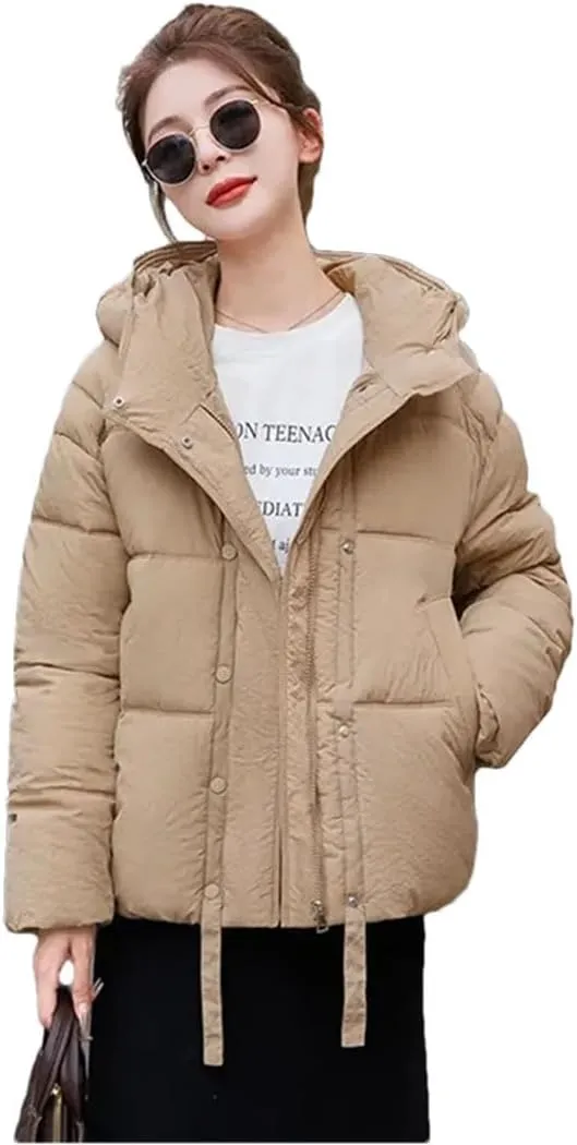 Women Winter Jacket Hooded Puffer Coat Thick Warm Parkas Zipper Down Cotton Padded Jacket Outerwear