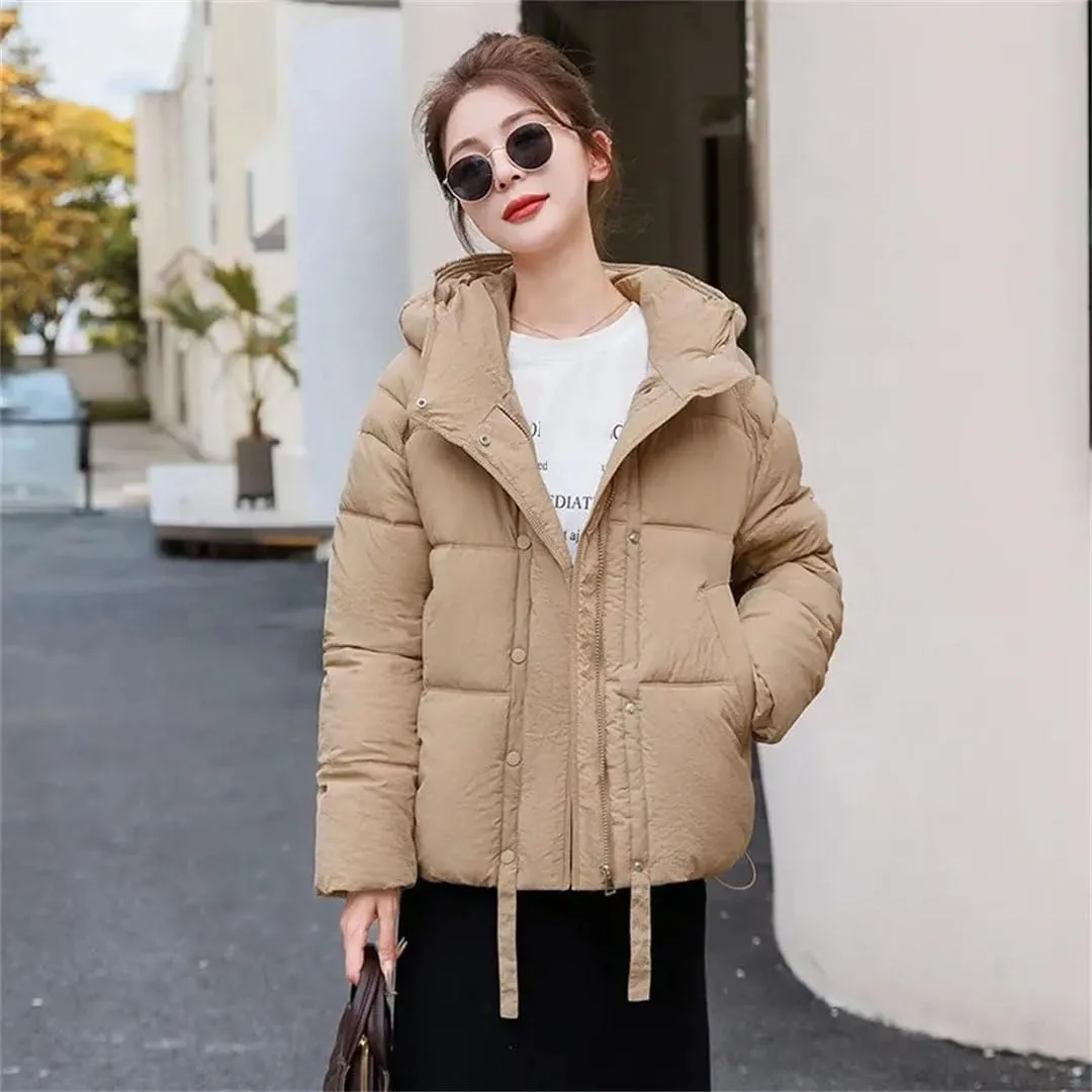 Women Winter Jacket Hooded Puffer Coat Thick Warm Parkas Zipper Down Cotton Padded Jacket Outerwear