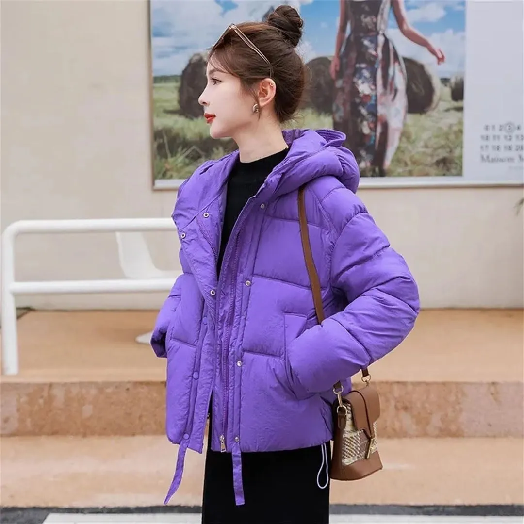 Women Winter Jacket Hooded Puffer Coat Thick Warm Parkas Zipper Down Cotton Padded Jacket Outerwear