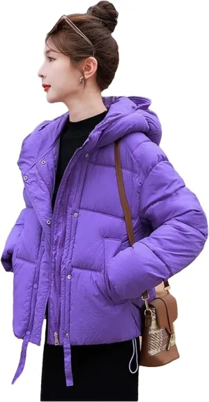 Women Winter Jacket Hooded Puffer Coat Thick Warm Parkas Zipper Down Cotton Padded Jacket Outerwear
