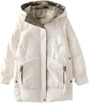 Women Winter Warm Thick Hooded Cotton Down Jacket Long Padded Parka Oversize Loose Cotton Coat