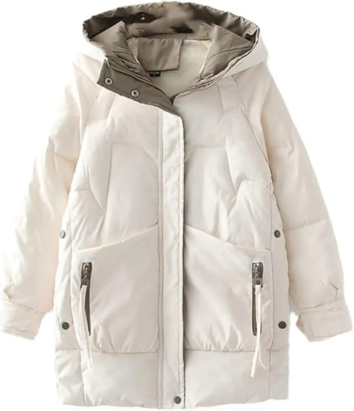 Women Winter Warm Thick Hooded Cotton Down Jacket Long Padded Parka Oversize Loose Cotton Coat