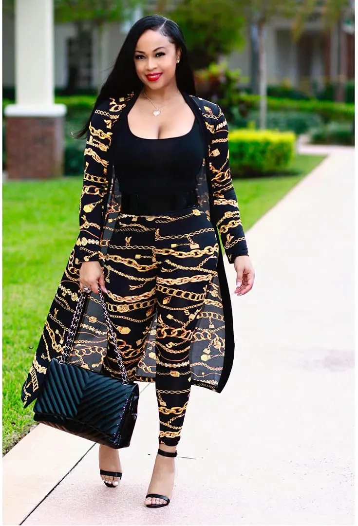 Women's 2 Piece Pants Set - Sexy Long Sleeve Open Front Cardigans  Skinny Pants Suits