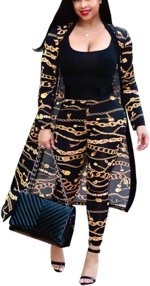 Women's 2 Piece Pants Set - Sexy Long Sleeve Open Front Cardigans  Skinny Pants Suits