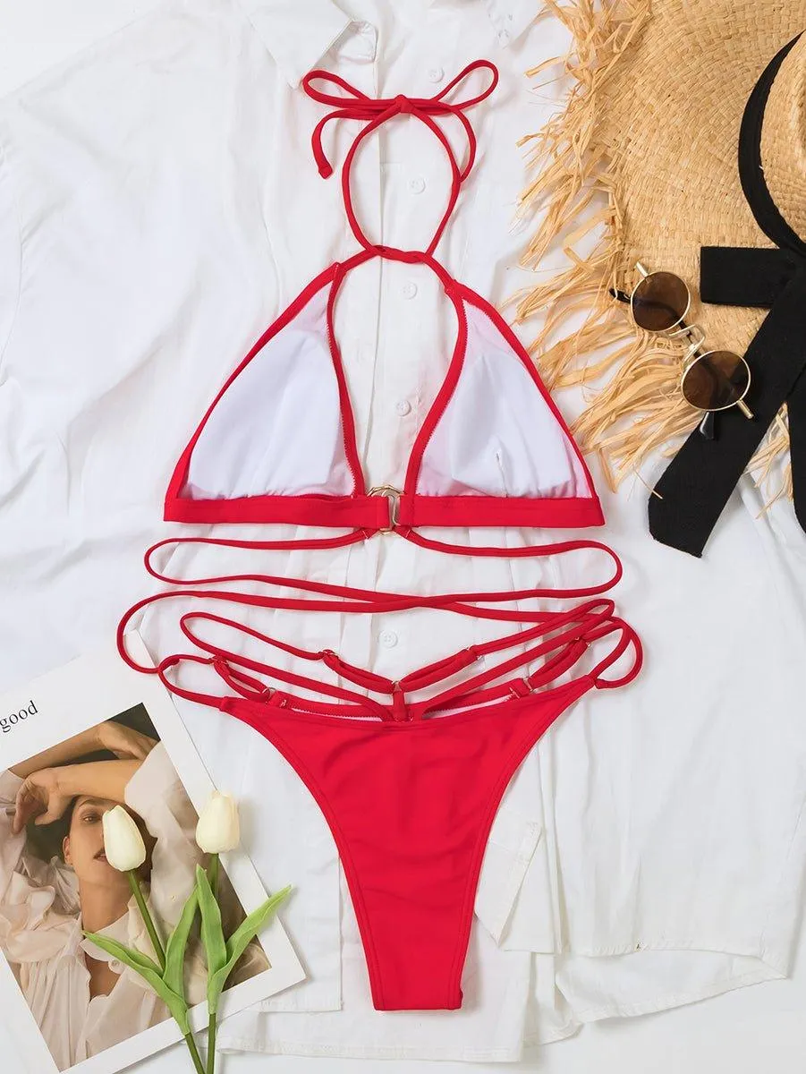 Women's GFIT Cutout String Bikini Set - Chic Beachwear in Multiple Sizes