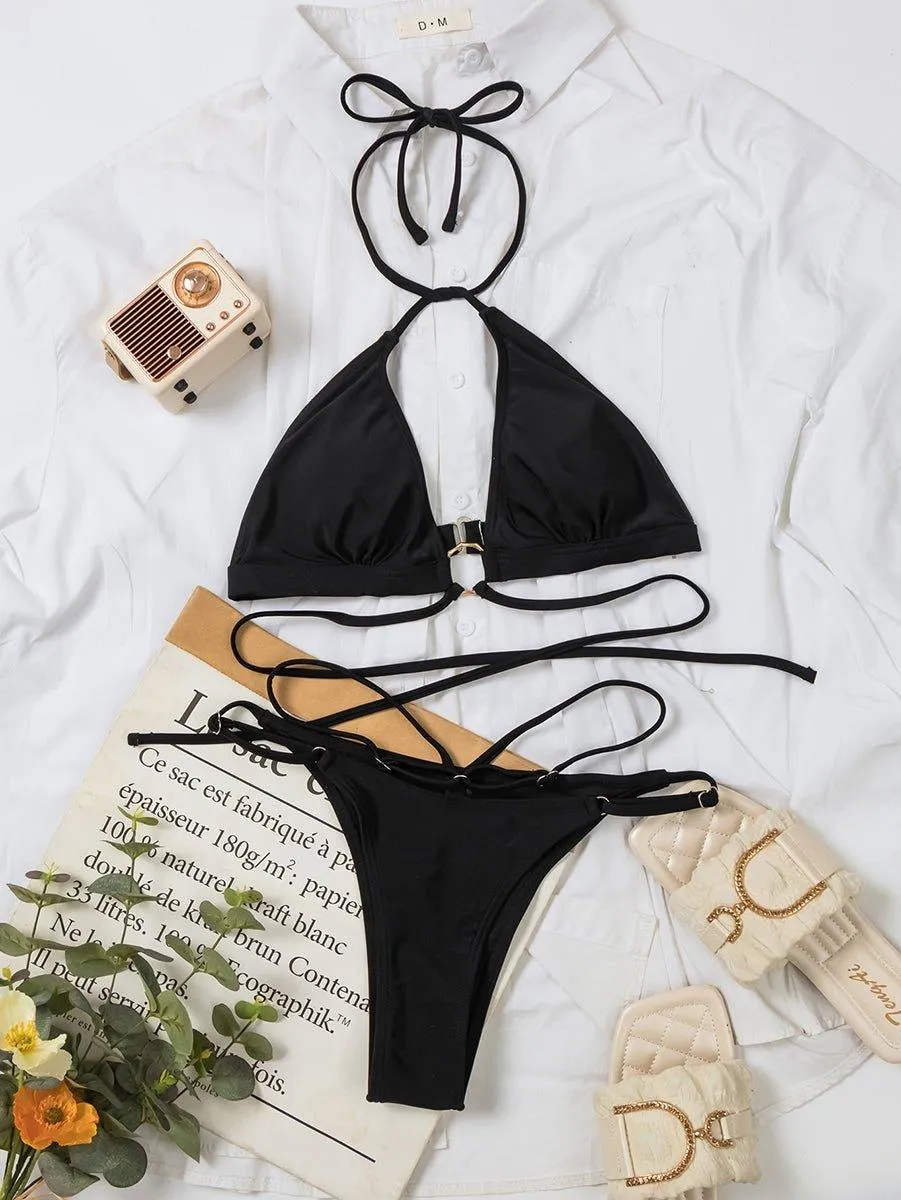 Women's GFIT Cutout String Bikini Set - Chic Beachwear in Multiple Sizes