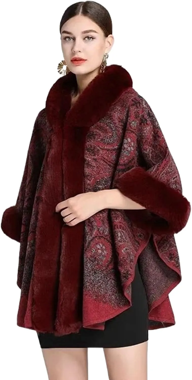 Women's Hooded Poncho Coat,Long Capes,Female Cloak,Tweed Jacket,Outerwear, Autumn Winter
