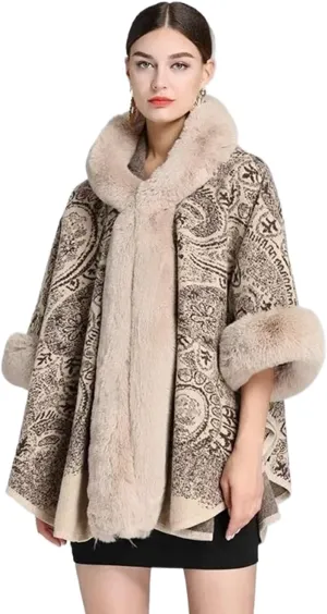 Women's Hooded Poncho Coat,Long Capes,Female Cloak,Tweed Jacket,Outerwear, Autumn Winter