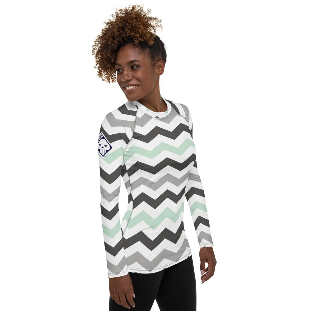 Women's Jade Zig Zag Rash Guard - Long Sleeve No Gi BJJ Compression Rash Guard for Jiu Jitsu, MMA, Grappling and Wrestling