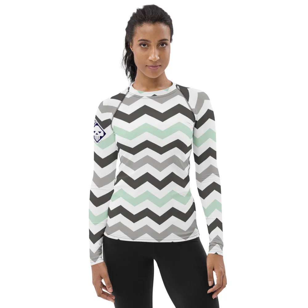 Women's Jade Zig Zag Rash Guard - Long Sleeve No Gi BJJ Compression Rash Guard for Jiu Jitsu, MMA, Grappling and Wrestling