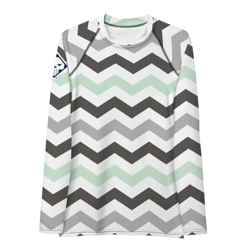 Women's Jade Zig Zag Rash Guard - Long Sleeve No Gi BJJ Compression Rash Guard for Jiu Jitsu, MMA, Grappling and Wrestling