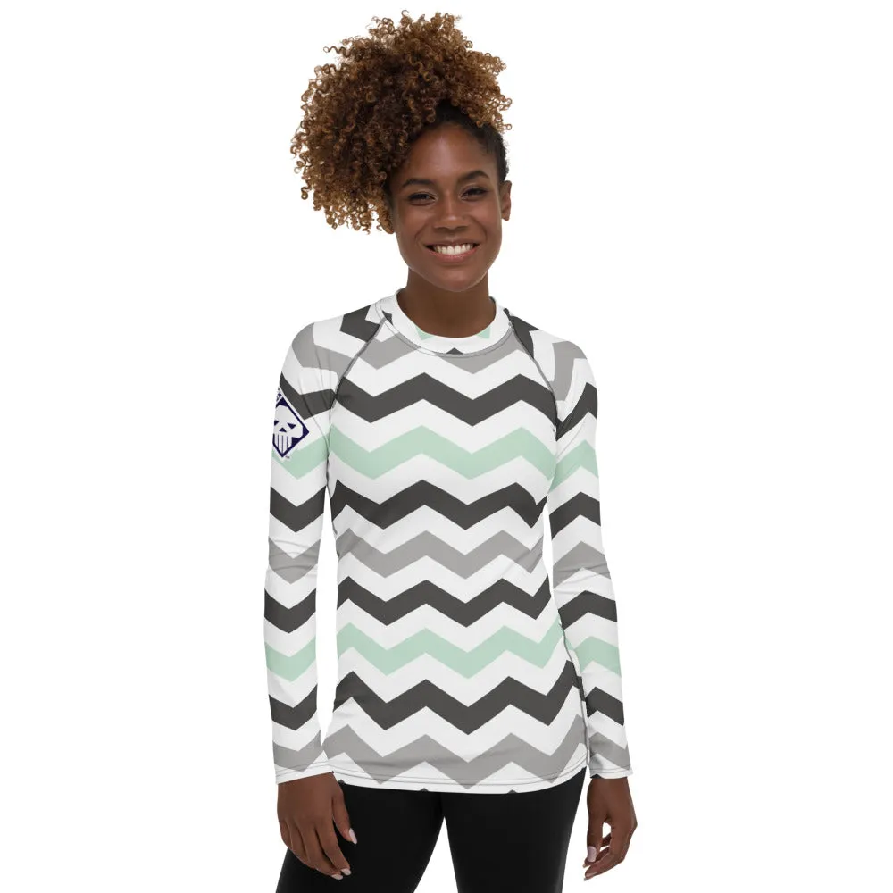 Women's Jade Zig Zag Rash Guard - Long Sleeve No Gi BJJ Compression Rash Guard for Jiu Jitsu, MMA, Grappling and Wrestling