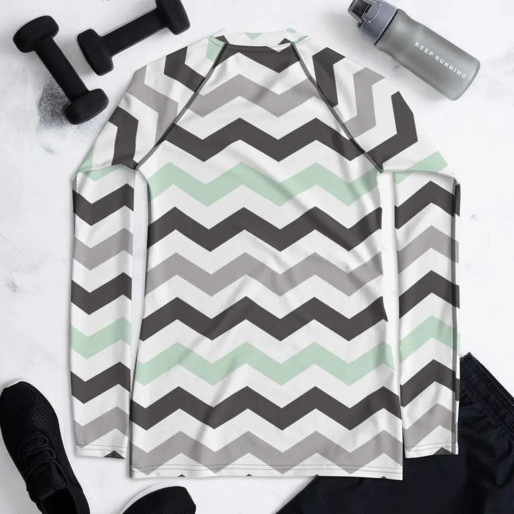 Women's Jade Zig Zag Rash Guard - Long Sleeve No Gi BJJ Compression Rash Guard for Jiu Jitsu, MMA, Grappling and Wrestling