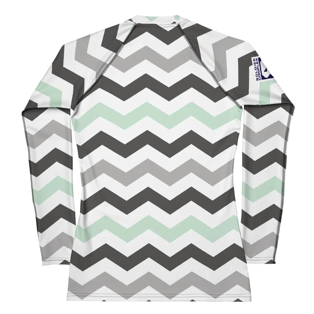 Women's Jade Zig Zag Rash Guard - Long Sleeve No Gi BJJ Compression Rash Guard for Jiu Jitsu, MMA, Grappling and Wrestling